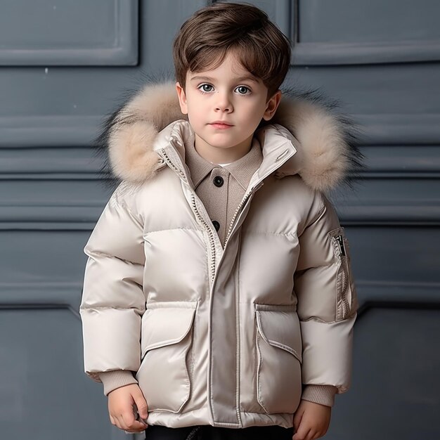 Photo kids winter clothes casual and formal warn clothes