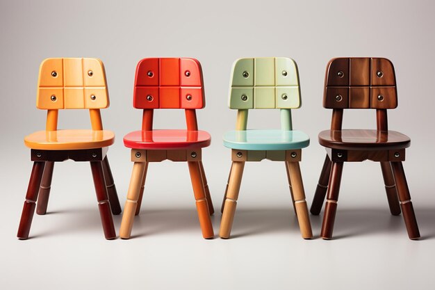 Photo kids wooden chairs on white background a high quality image making by generative ai