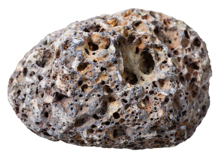 Foto kiezelsteen van grijze puimsteen natuurlijke vulkanische steen