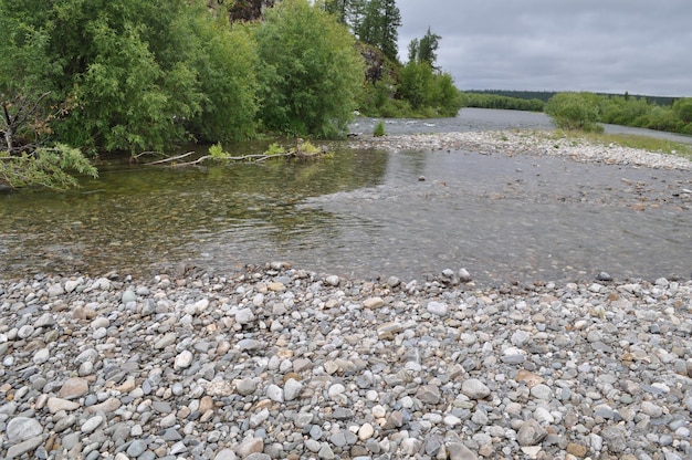 Kiezelstrand van de noordelijke rivier