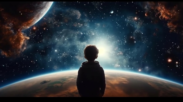 Kijk naar een kind dat droomt over een ruimte generatieve AI