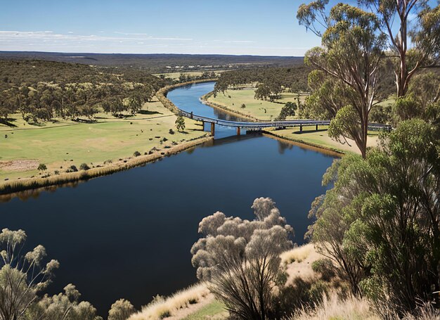 Kijkend naar de meanderende Murray River