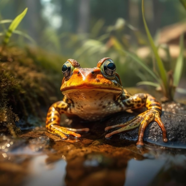 Kikker in natuurlijke habitat generatieve AI