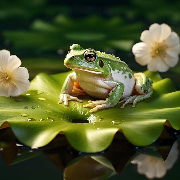 Foto kikker op lotusblad