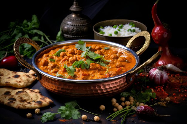 Kikkererwten tikka masala Indiaas eten fotografie