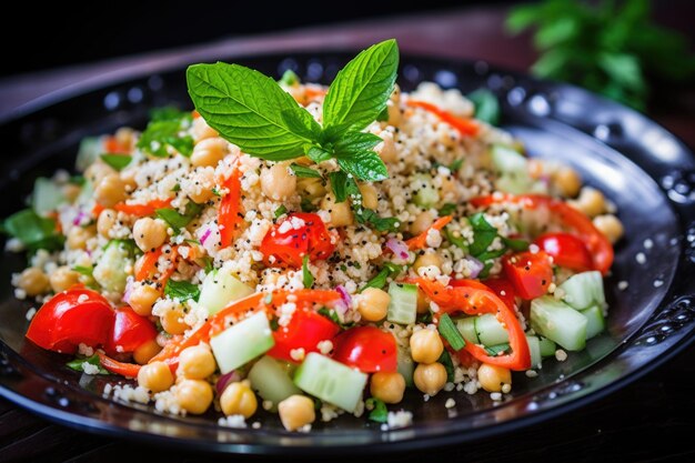 Foto kikkererwtensalade met wat sesamzaadjes