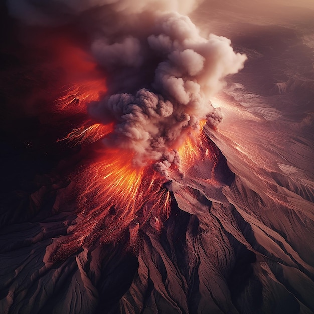 Photo kilauea erupting volcano lava hawaii generative ai