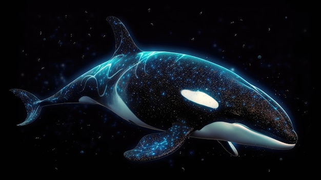 A killer whale in the dark