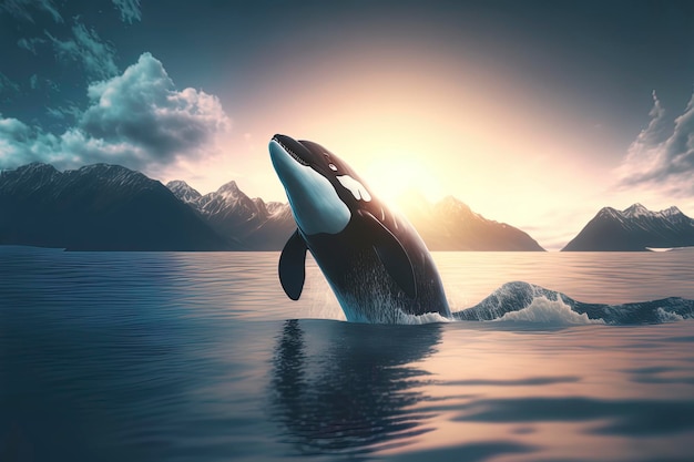 Killer whale in the ocean photography of a killer whale in the sea Wildlife photography AIGenerated