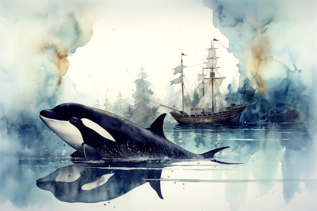 Killer whale and ship enviroment protection concept