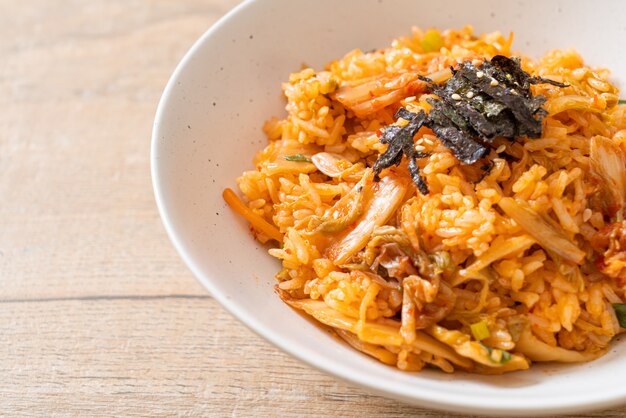 kimchi fried rice with seaweed and white sesame - Korean food style