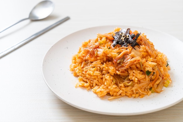 kimchi fried rice with seaweed and white sesame - Korean food style