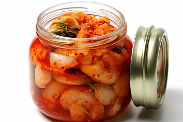 Foto kimchi is een traditionele koreaanse banchan bestaande uit food photography