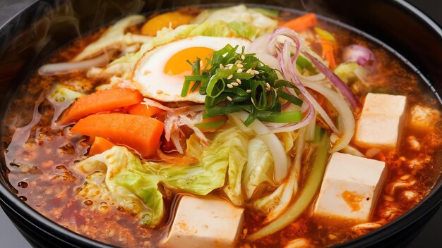 Kimchi jikae or kimchi soup ready to eat in bowl