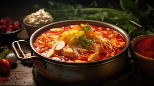 Kimchi jjigae also known as kimchi stew or kimchi soup