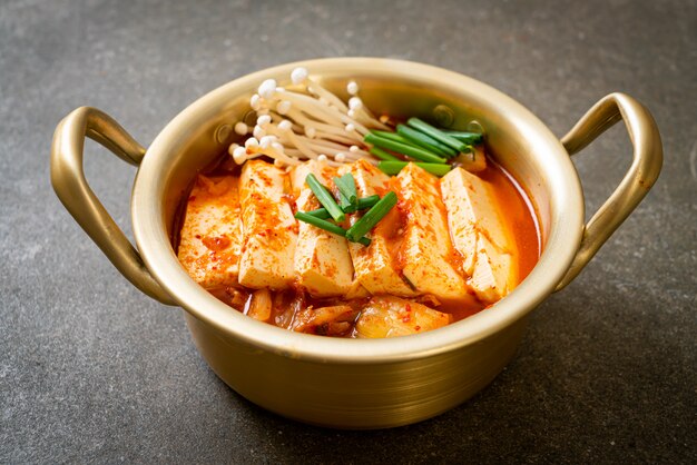 ‘Kimchi Jjigae’ or Kimchi Soup with Soft Tofu or Korean Kimchi Stew