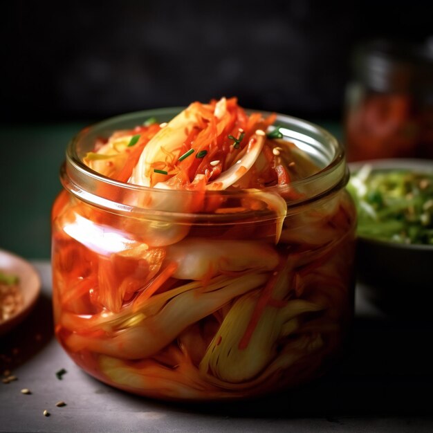 Kimchi Korean Fermented Vegetable Dish in a Jar