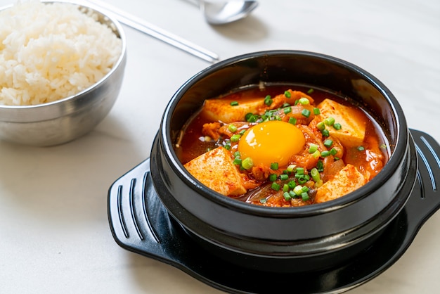 Kimchi Soup with Tofu and Egg