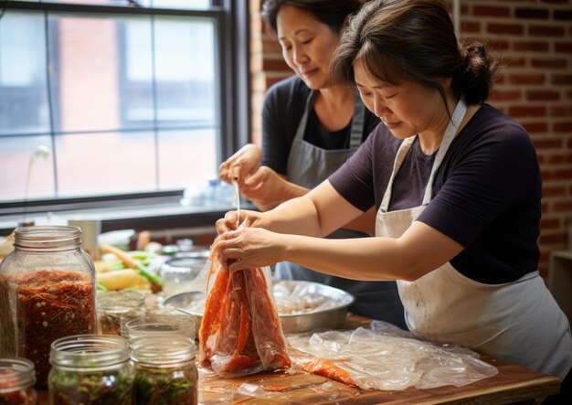 A kimchimaking class teaching traditional fermentation techniques