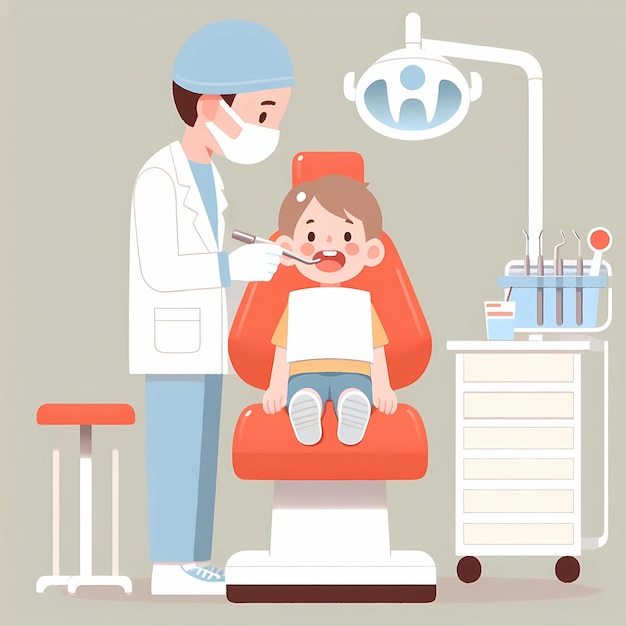 kind bij de tandarts tandheelkundige behandeling soort dokter illustratie