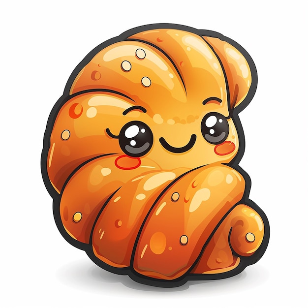 Photo kind cartoon character kawaii cute comical croissant