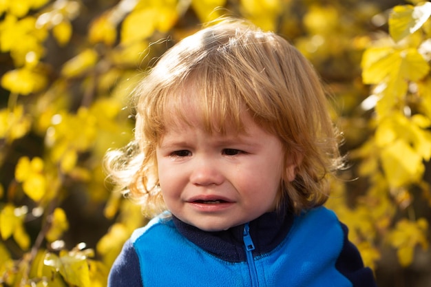 Kind huilt kinderen gezicht kleine jongen portret baby huilt