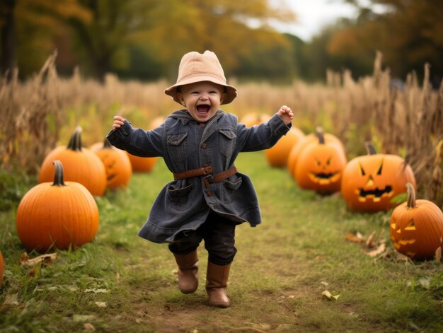 Kind in een Halloween kostuum met een speelse pose