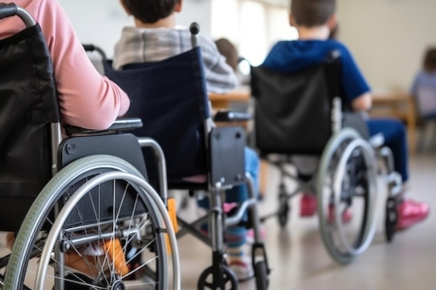 Kind in een rolstoelschool voor kinderen met een handicap inclusief onderwijs generatieve ai