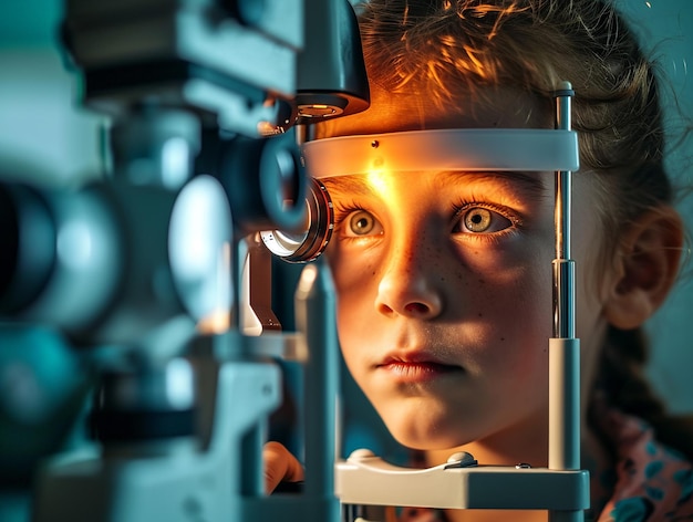 Kind krijgt zijn ogen onderzocht bij een oogarts