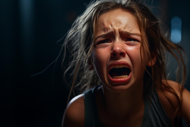 Kind meisje stress en huilen kinderen probleem gegenereerd AI
