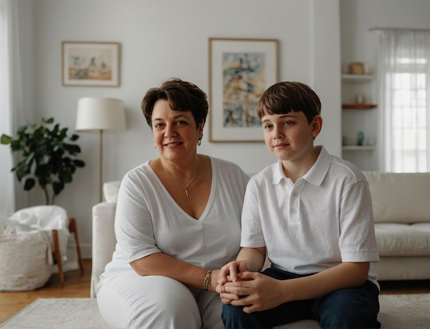 Kind met autisme vergezeld van zijn moeder autisme dag