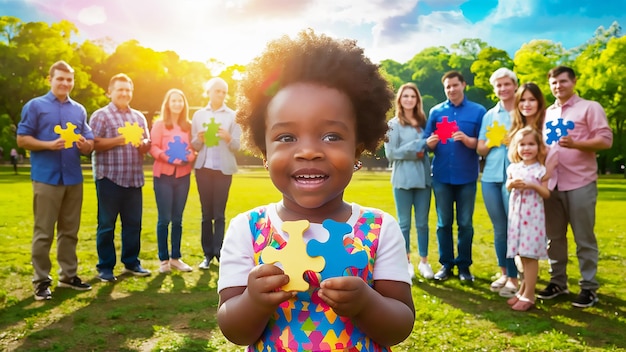 Kind met een puzzelstuk voor Wereld Autisme Dag