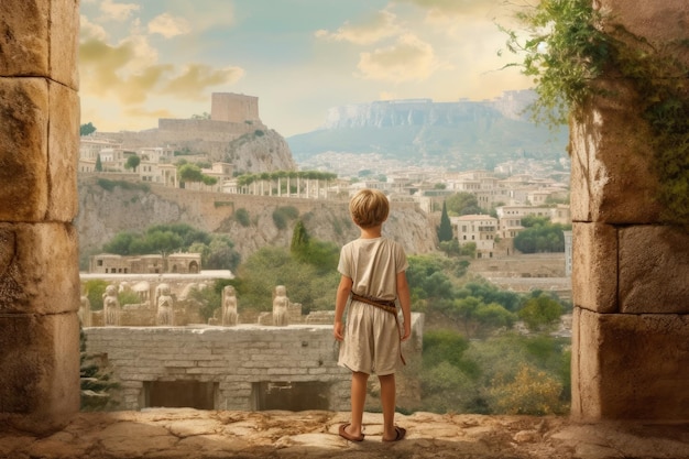 Kind oude Griekse stad Genereer Ai