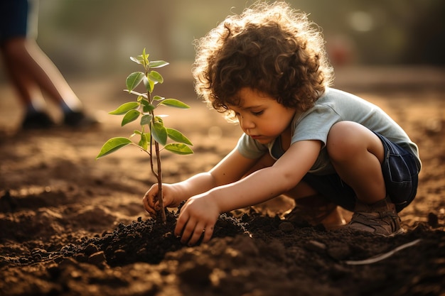 Kind plant een boom