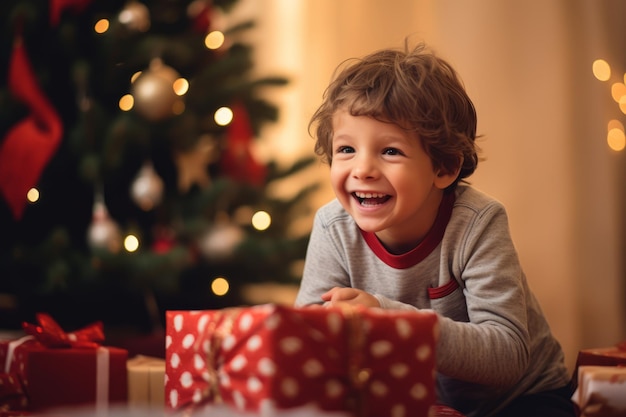 Kind siert kerstboom thuis