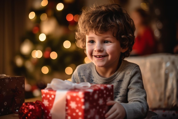 Kind siert kerstboom thuis