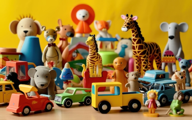 Foto kind speelgoed achtergrond kopieer ruimte voor tekst generatieve ai