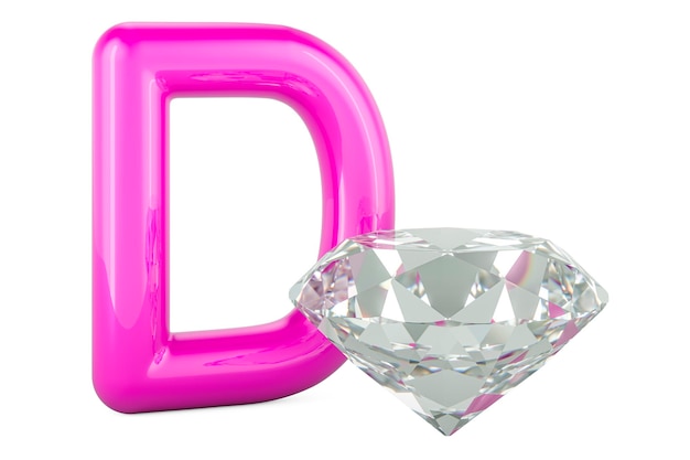 Kinderen Abc Letter D met diamant 3D-rendering