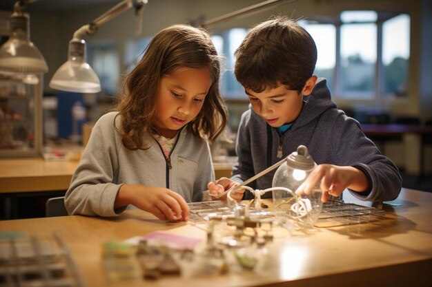 Kinderen die met een speelgoedwagen spelen