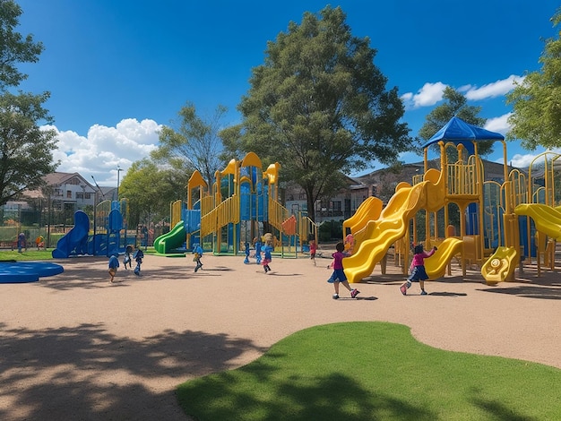 Foto kinderen die op de speeltuin spelen