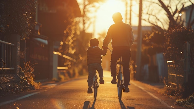 Kinderen fietsen met hun ouders