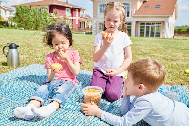 Kinderen genieten van picknick