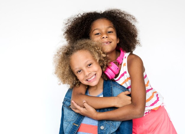 Kinderen glimlachen Geluk Vriendschap Saamhorigheid Studio portret