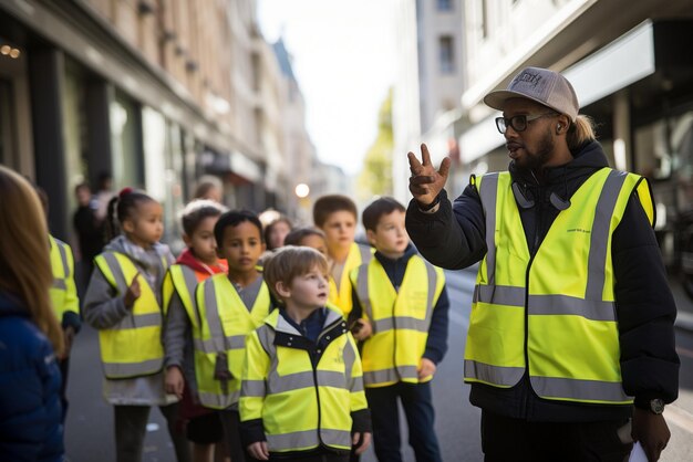 Foto kinderen in de lessen van de verkeersregels