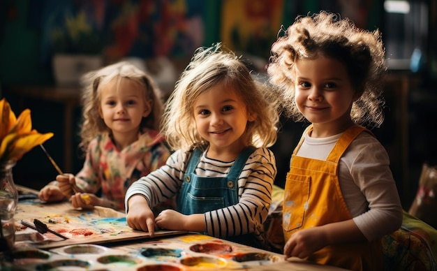 Kinderen in de schilderklas