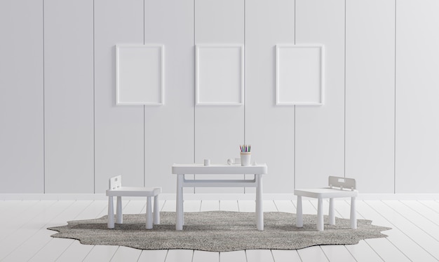 kinderen interieur kamer ontwerp met witte tafel set