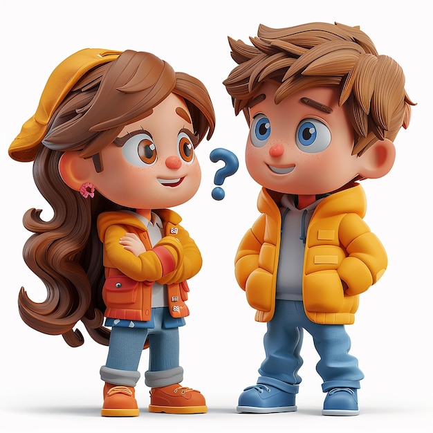 Kinderen jongen en meisje cartoon 3d beeld met vrolijke gezichten