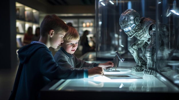 kinderen leren met futuristische robotarmtechnologie