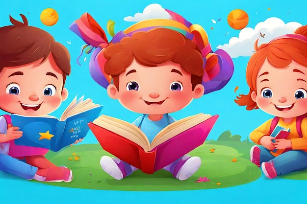 Kinderen lezen om Wereldboekdag te vieren