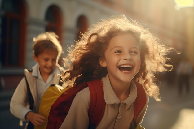 Foto kinderen lopen graag weg van school.